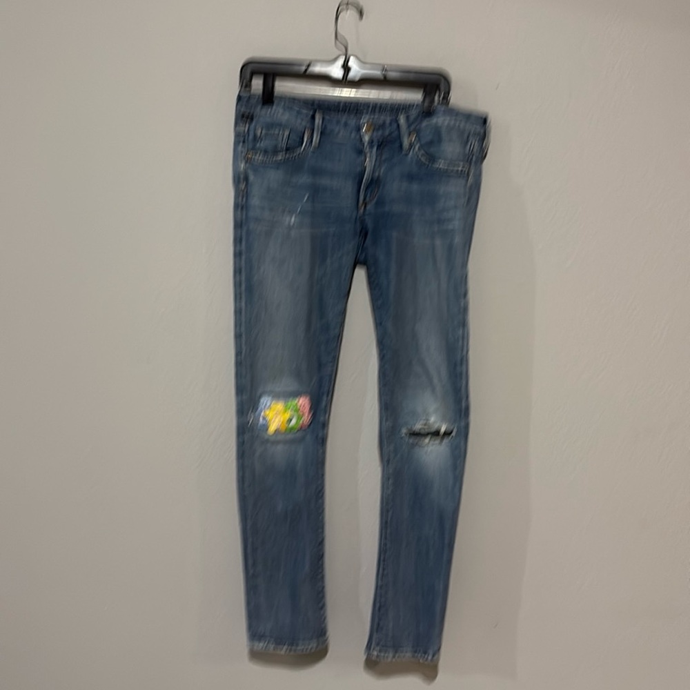 Citizens Of Humanity Blue Skinny Jeans with care bear patch and distressing